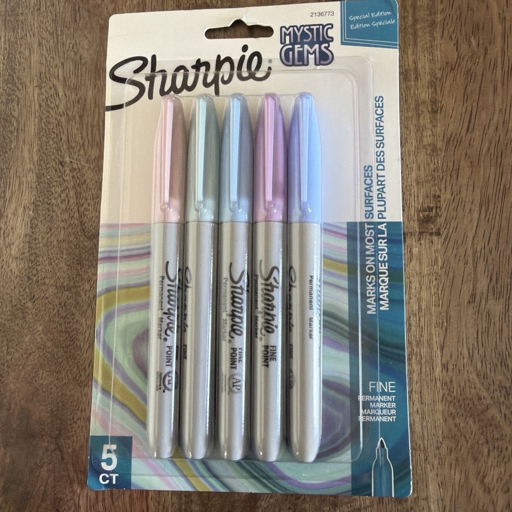 Sharpie Mystic Gem Permanent Markers Pack Of 5 Fine Point Multi Color Markers